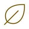 Simple gold outline of a leaf on a transparent background