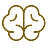 Stylized outline of a brain in yellow color.