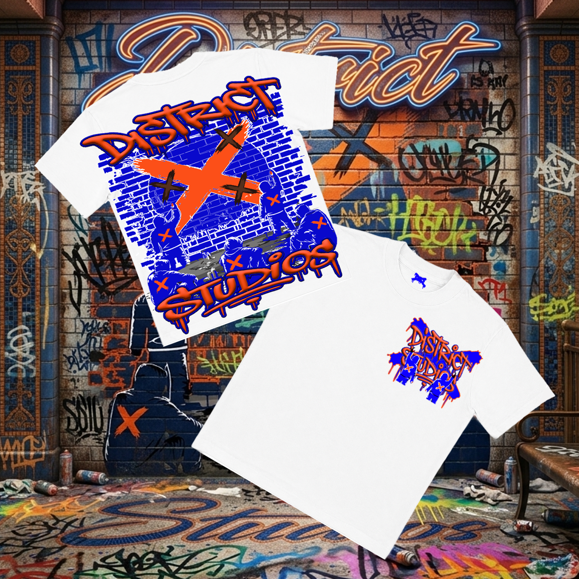 District X Studios Box Tees - Knicks Color Way (Blue/Orange)