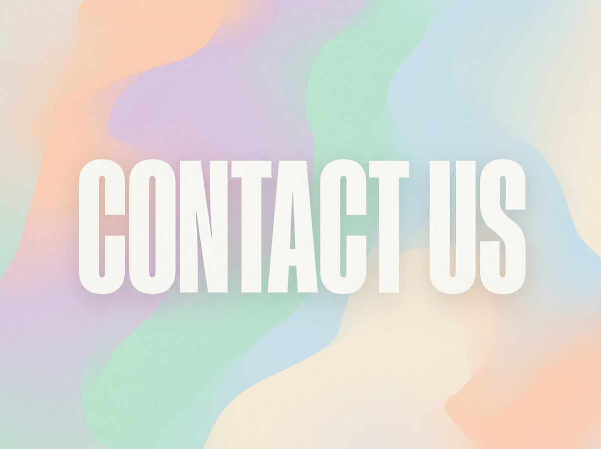 Colorful abstract background with large white text that reads 'CONTACT US'.