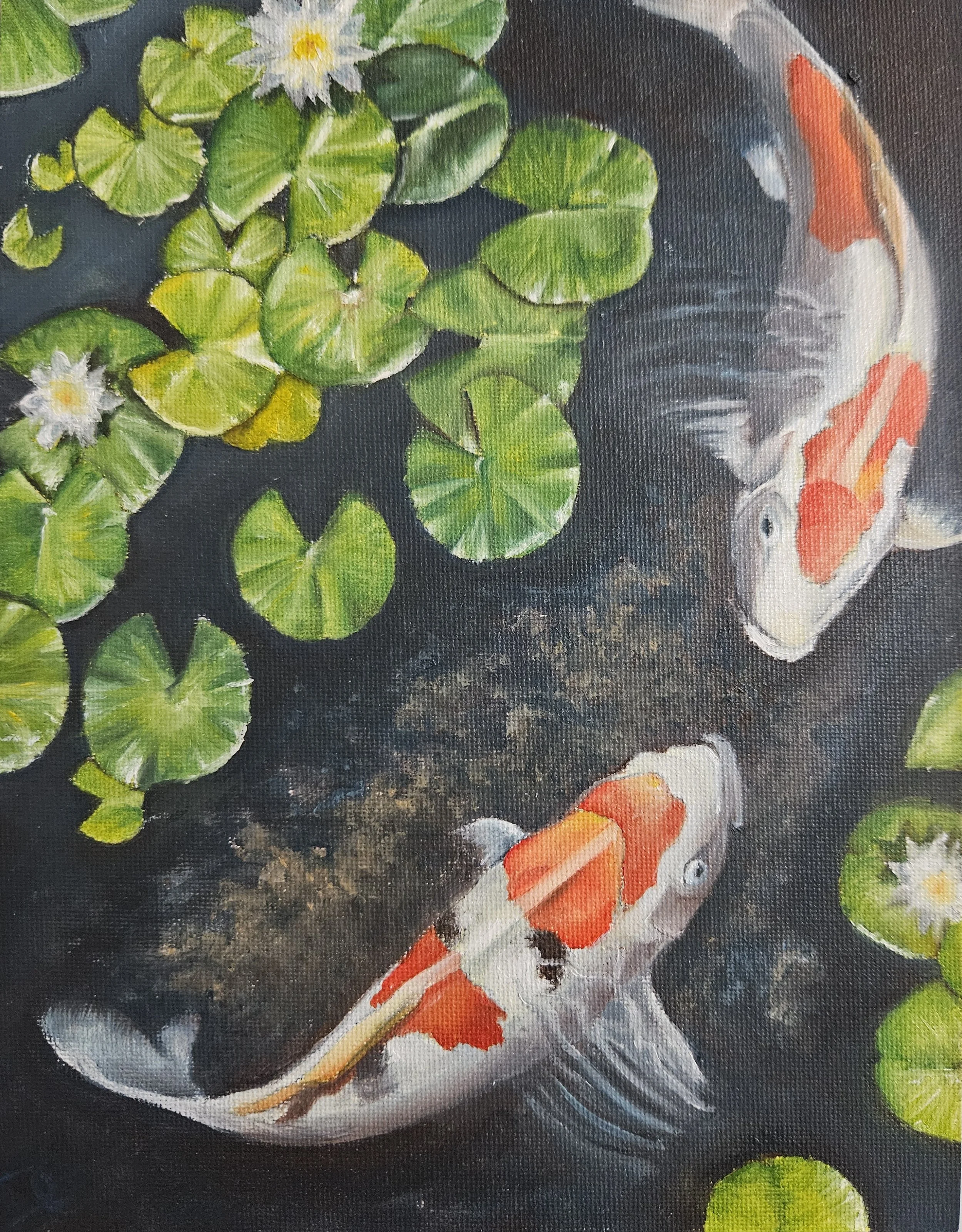 Two Fish in a Pond     2025    8x10"   oil on canvas board