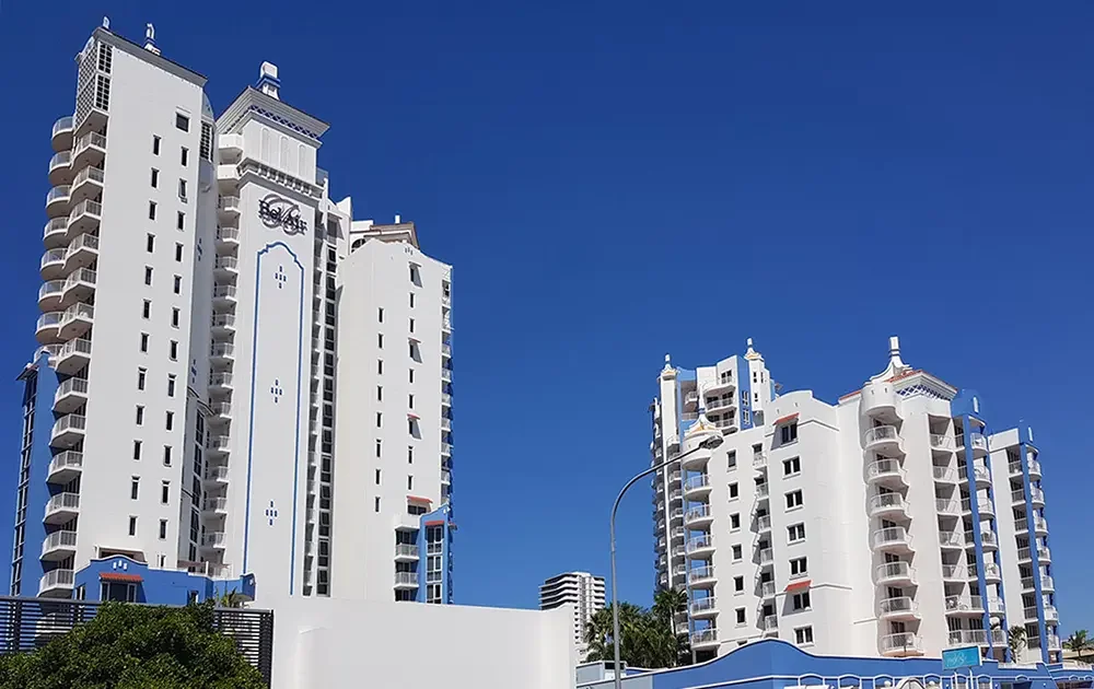 The colour scheme of this Broadbeach icon embraces its flamboyant architecture.