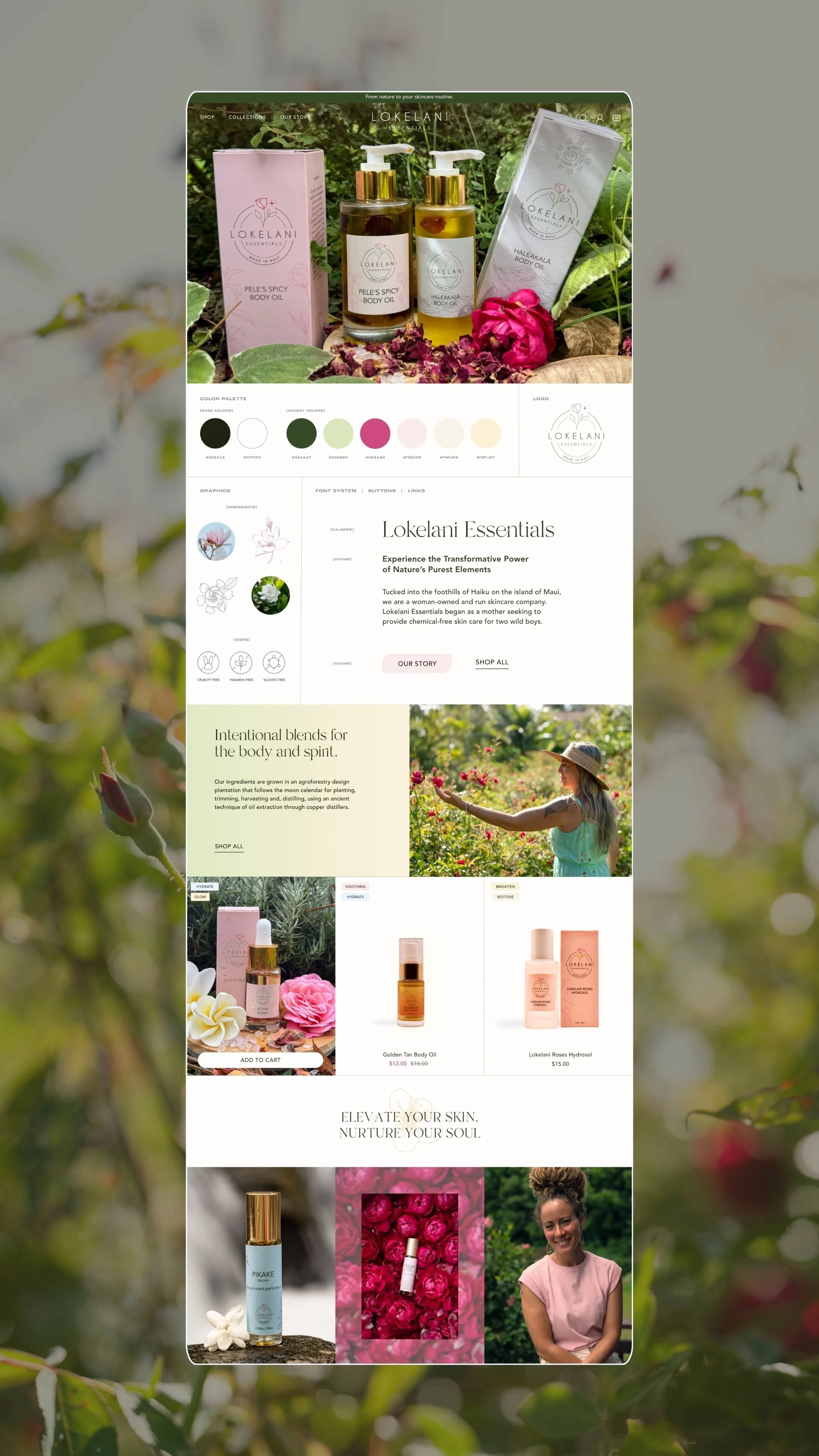 Shopify website design concept for Maui skincare brand.