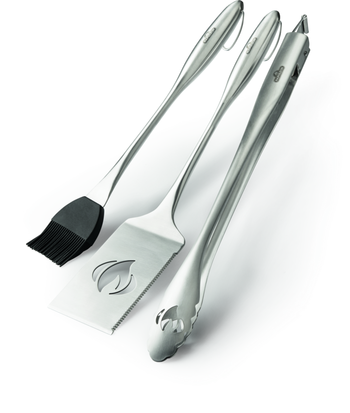 Elegant and easy to use Napoleon's PRO Stainless Steel 3 Piece Toolset has everything you need to master your next barbecue.