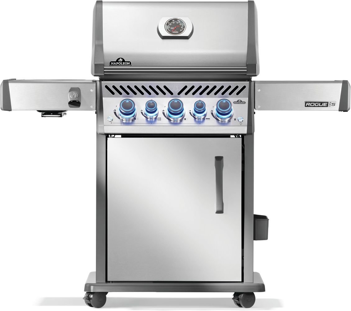 Rogue® PRO-S 425 Stainless Steel Grill in Propane Gas. Experience succulent roast meals with the rear infrared rotisserie burner, while the large infrared sear station, side burner delivers restaurant-quality sauces, sides, or sears meat perfectly.