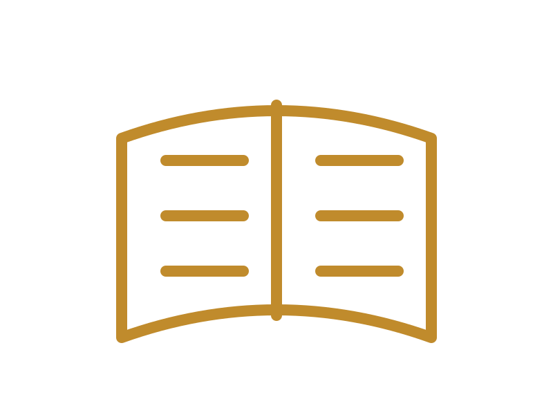 an open book, a scale/balance icon (rights, fairness), or a lightbulb (understanding)