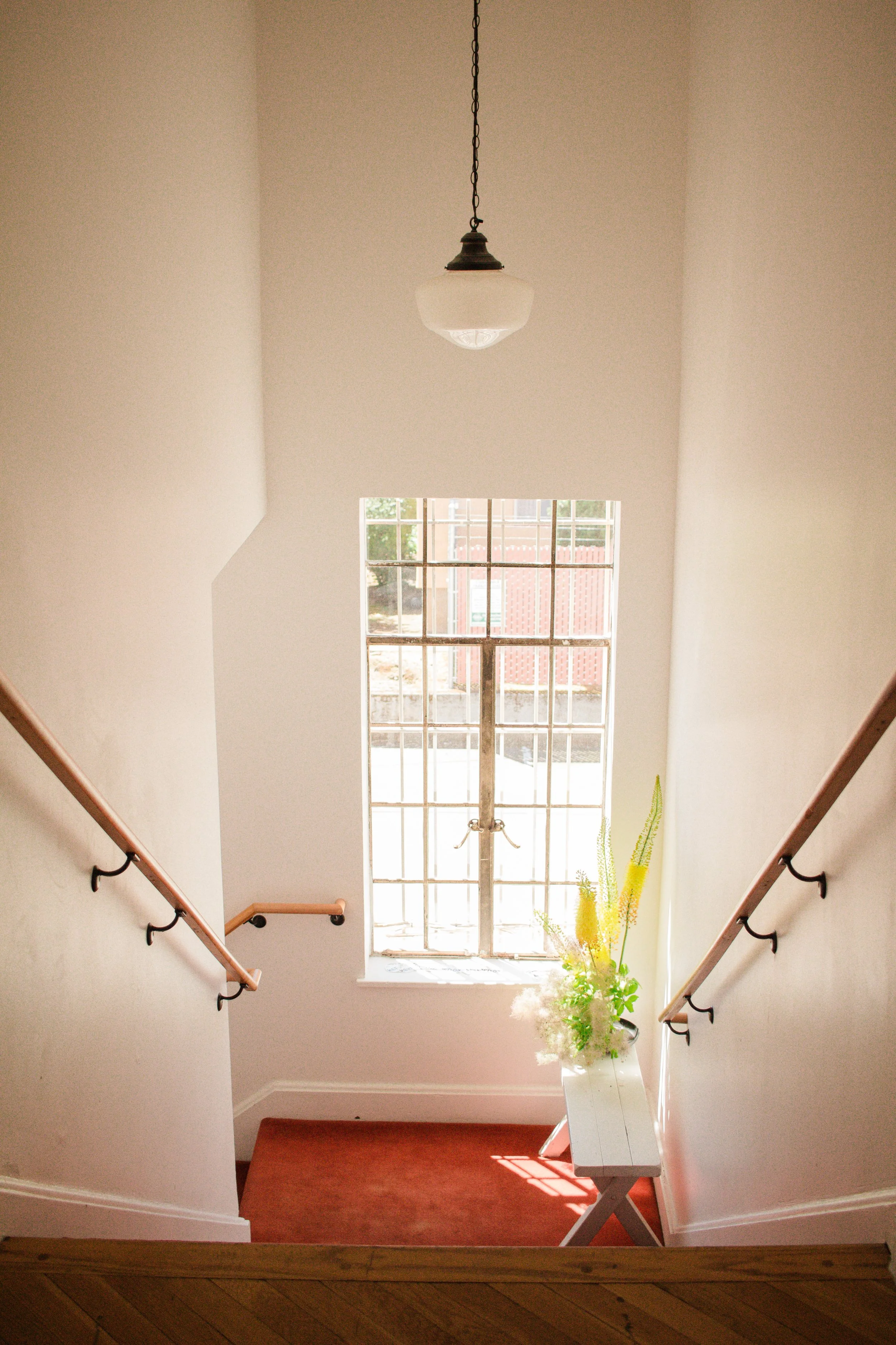 A stairway leading to Hedon HQ in Portland, Oregon