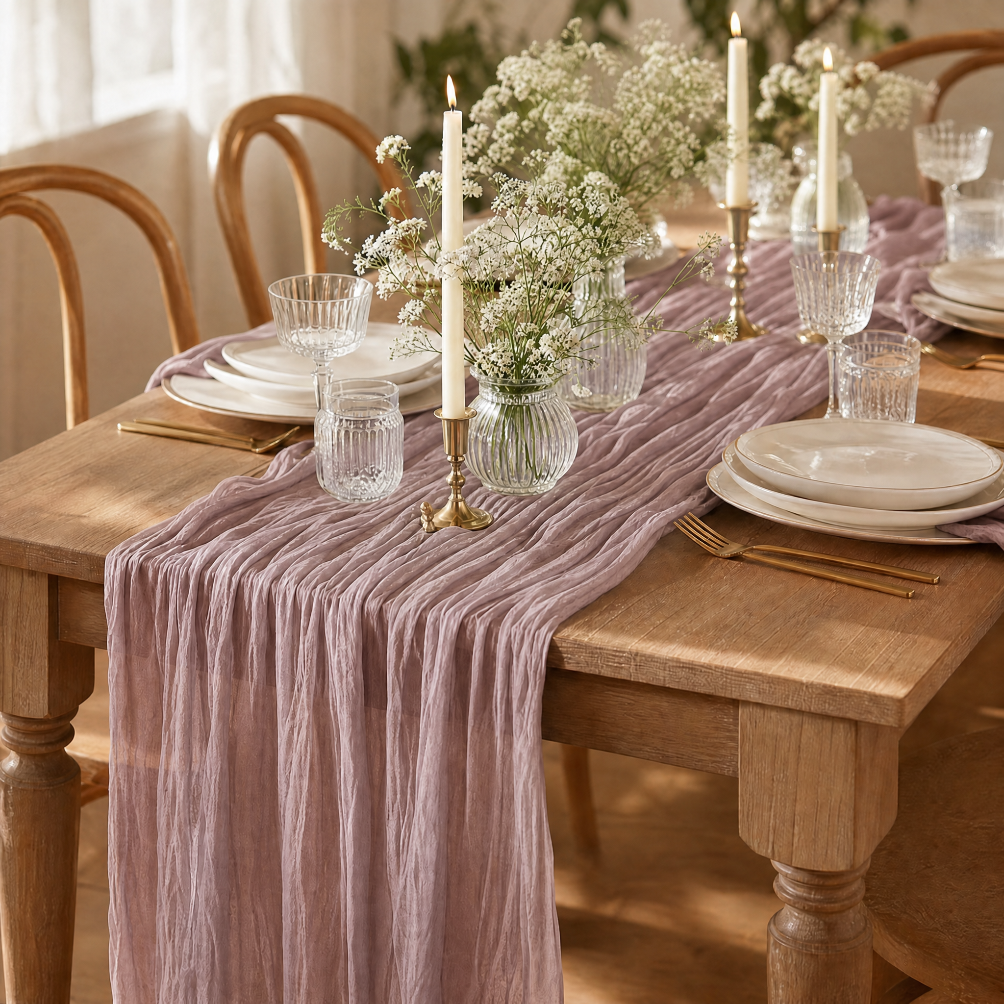 Mauve Cheesecloth Runner
