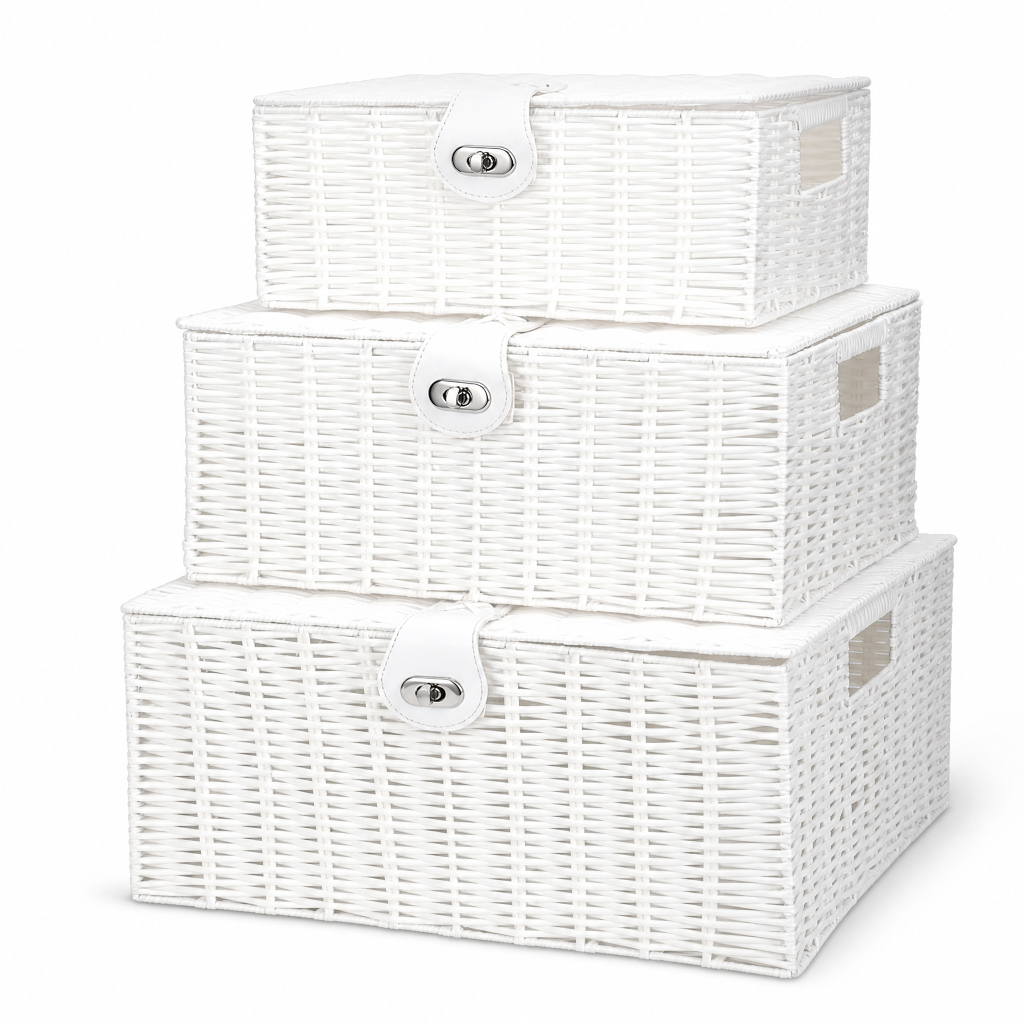 White Wicker Basket Set