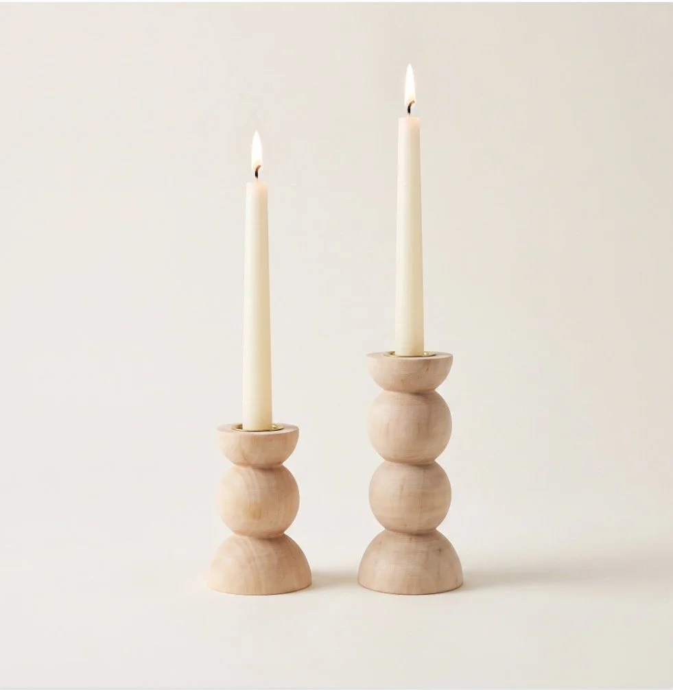 Wooden Taper Candle Holders Set