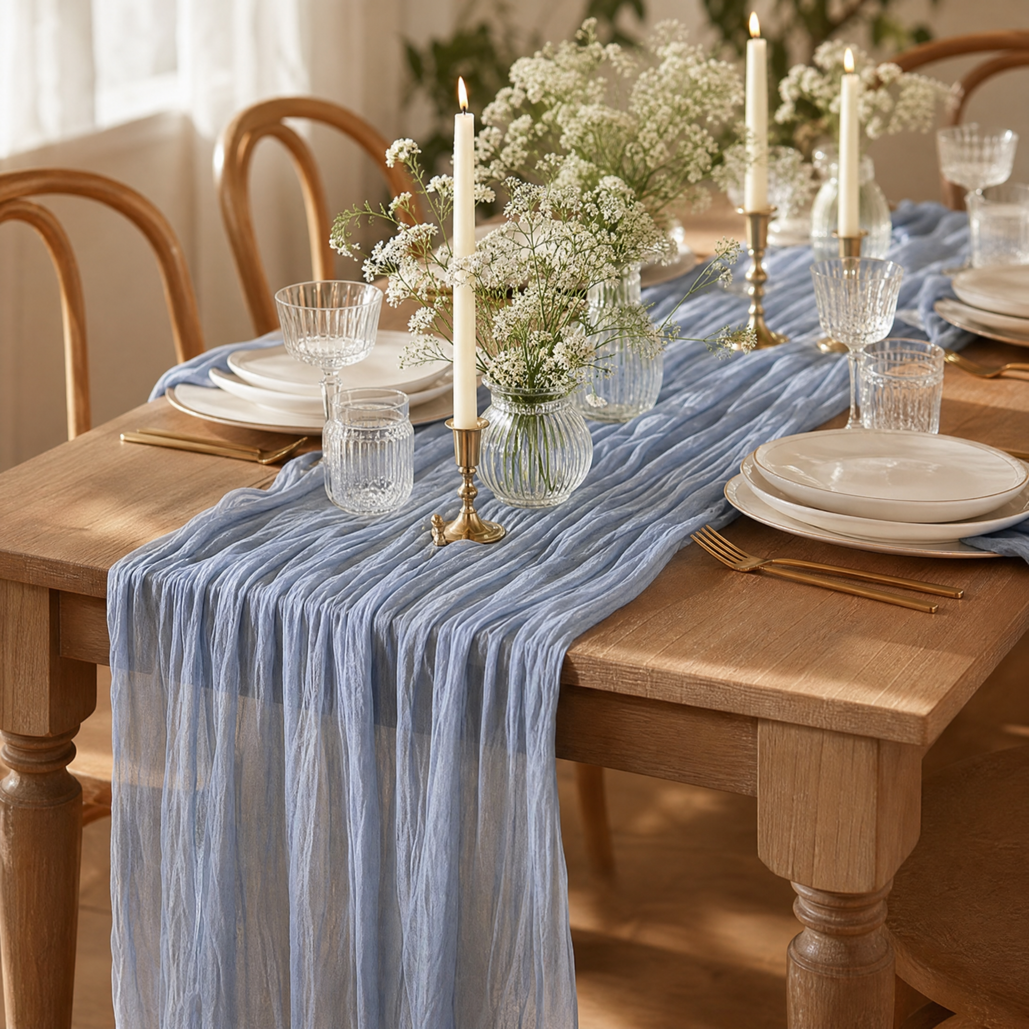 Dusty Blue Cheesecloth Runner