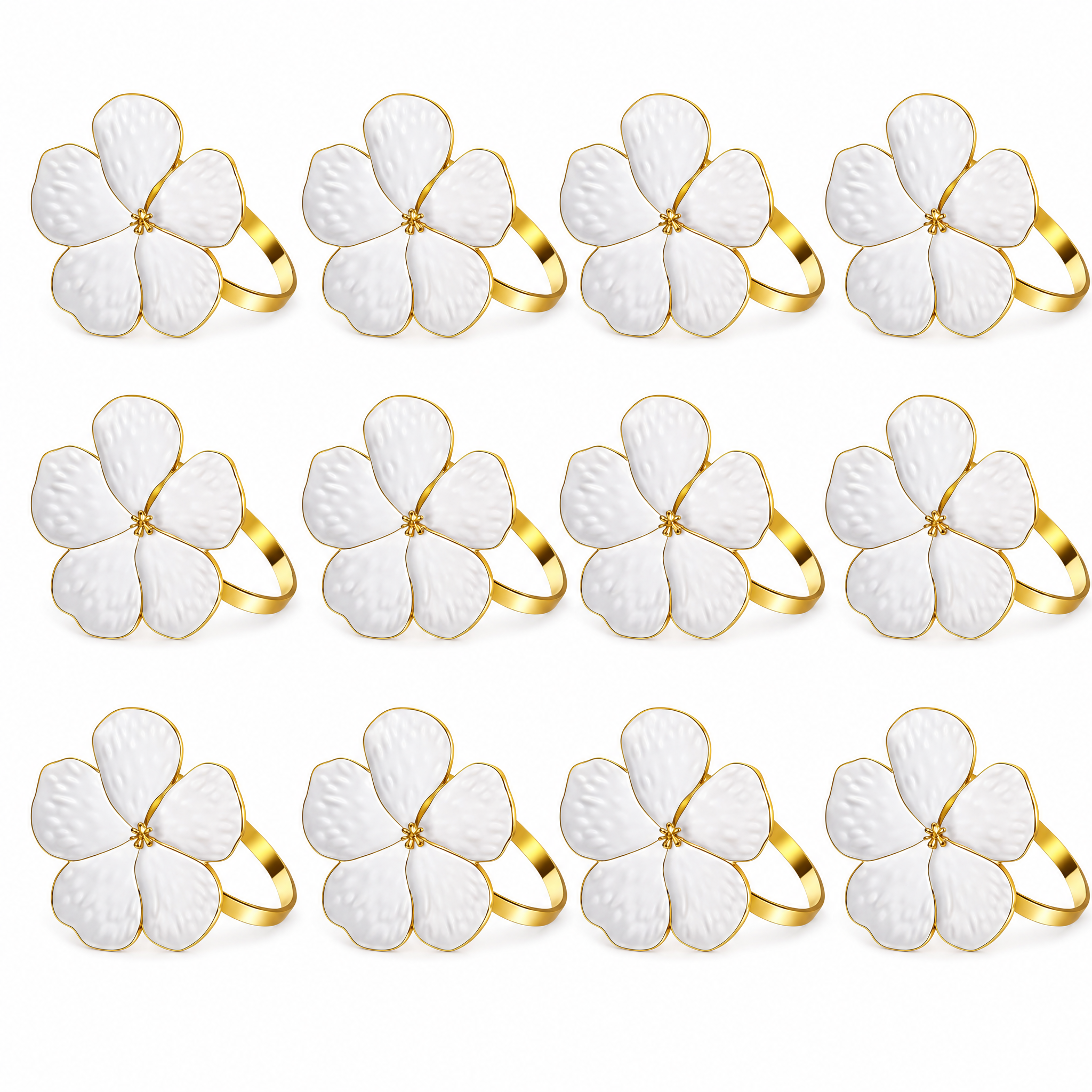 White Blossom Gold Napkin Ring