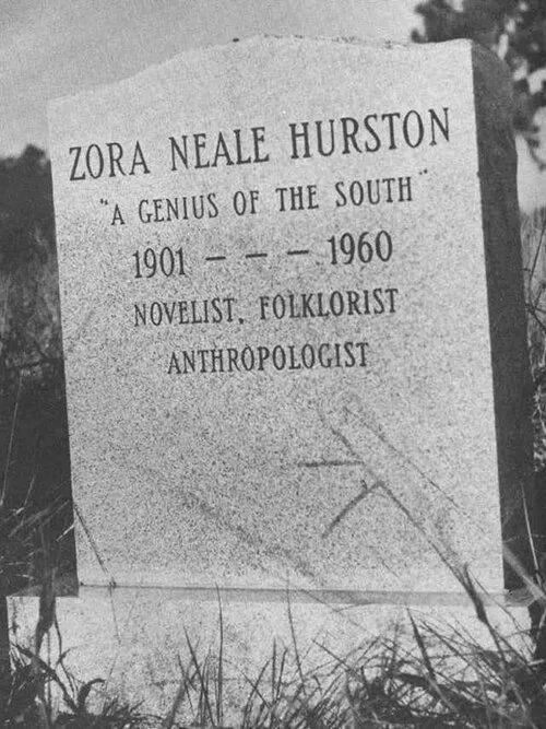 a Zora Neale Hurston tombstone labeled a Genius of the South