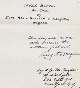 written letter about a play called Mule Bone