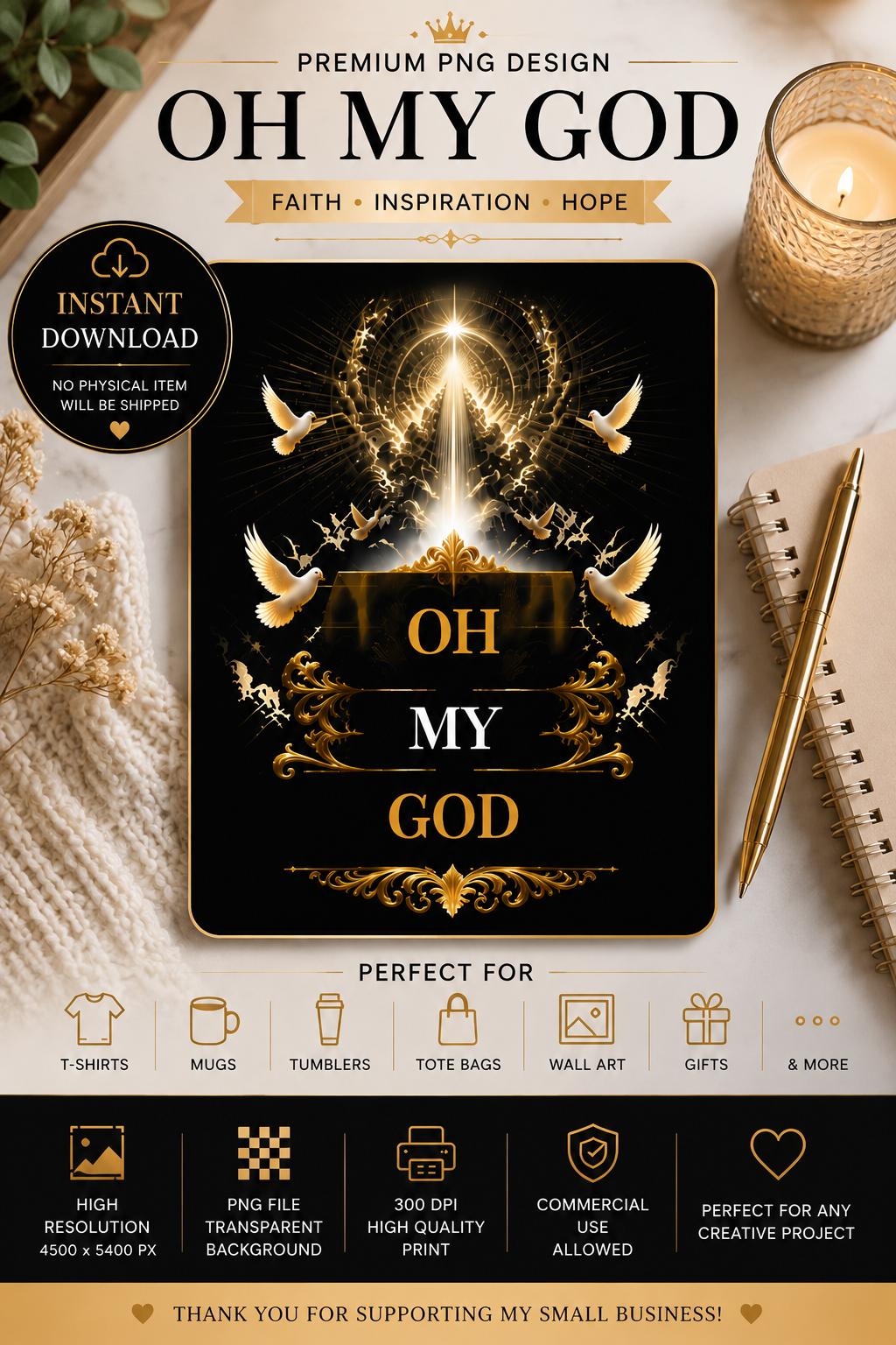 OH MY GOD Christian PNG | Faith T-Shirt Design | Religious Sublimation