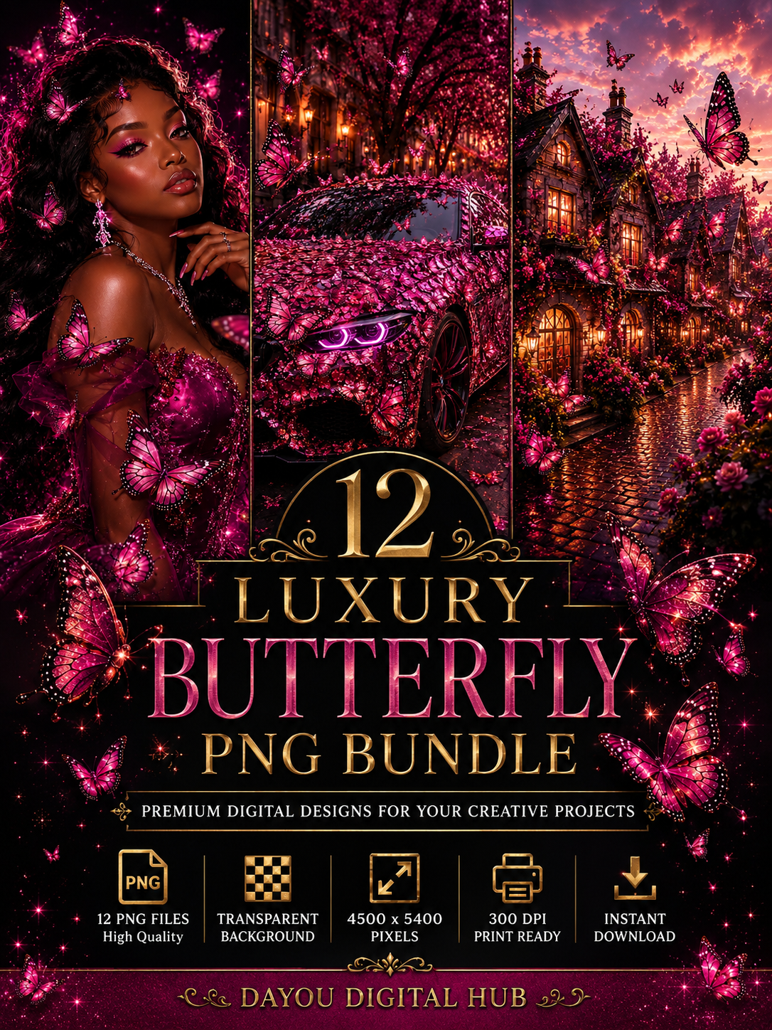 12 Luxury Butterfly PNG Bundle