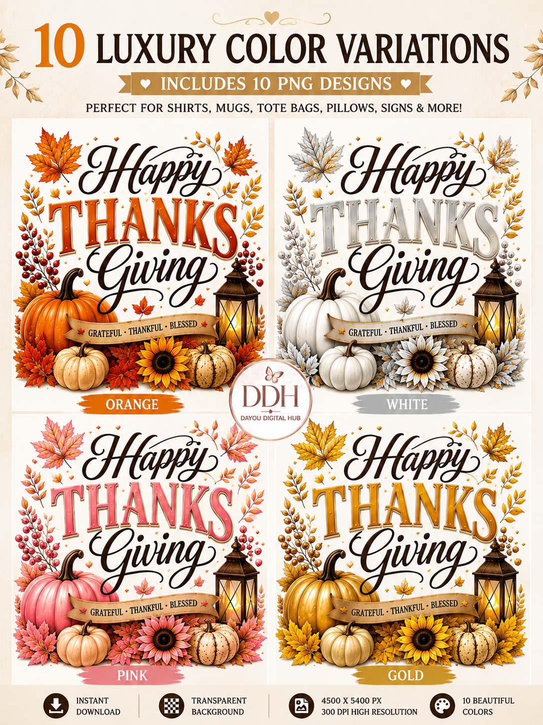10 Thanksgiving PNG Bundle