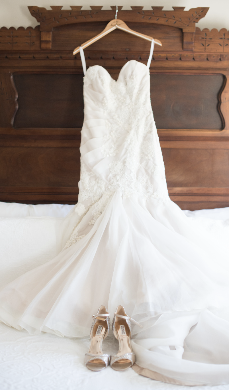wedding dress and shoes
