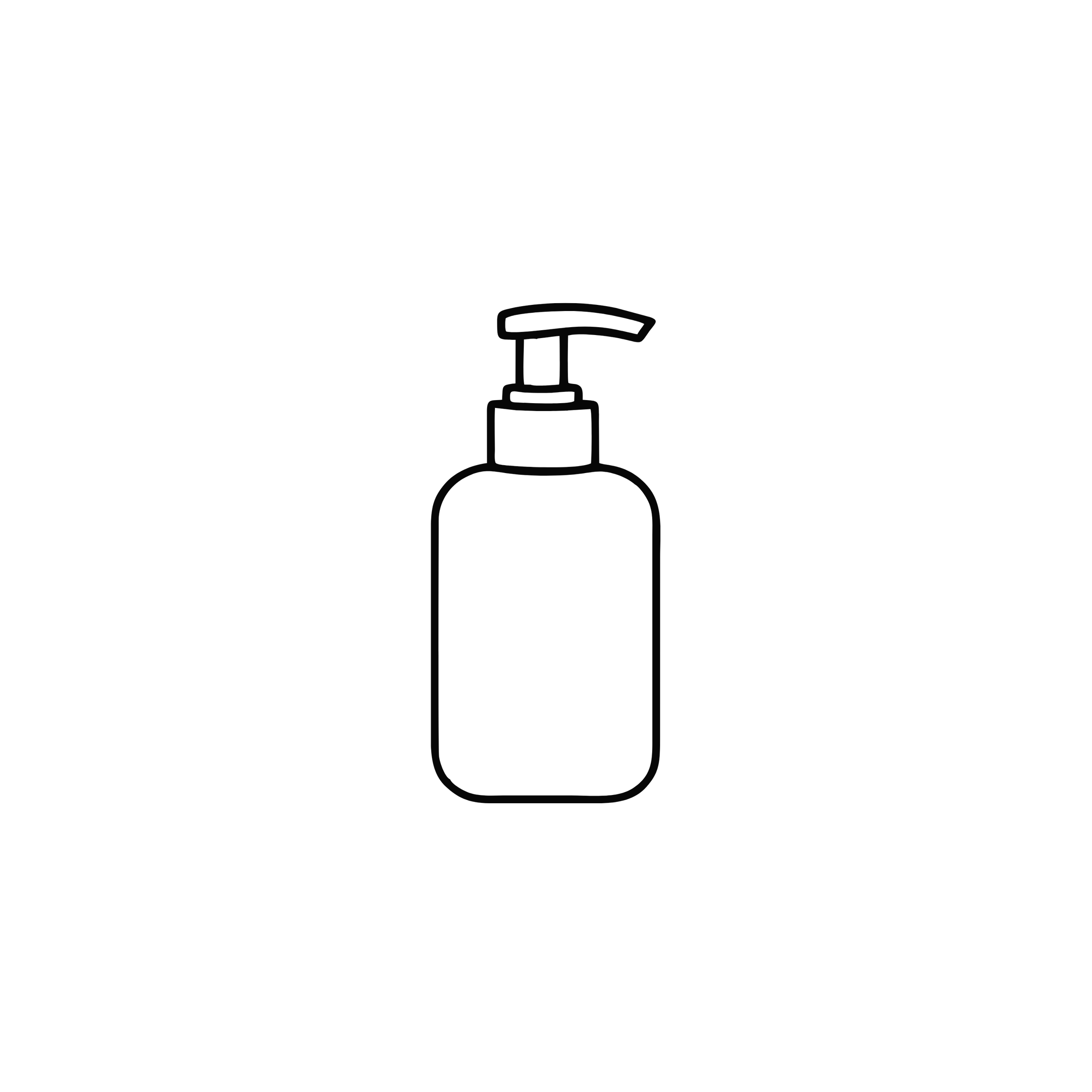 Outline drawing of a soap dispenser with a pump