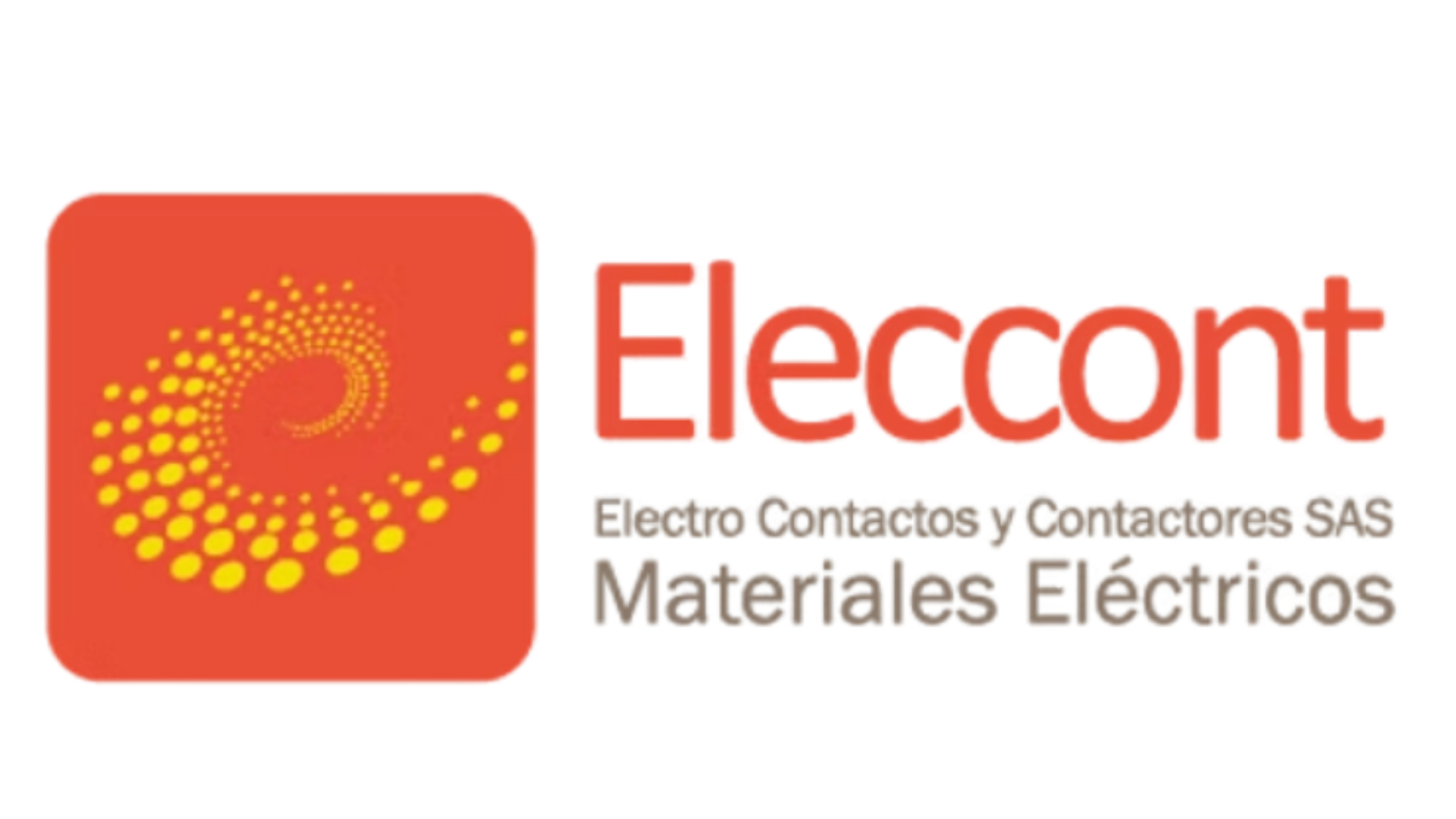 Logo de Electrolight con un círculo de puntos amarillos y texto en español que dice: 'Electrolight, Equipo de Comunicaciones y Materiales Eléctricos'.
