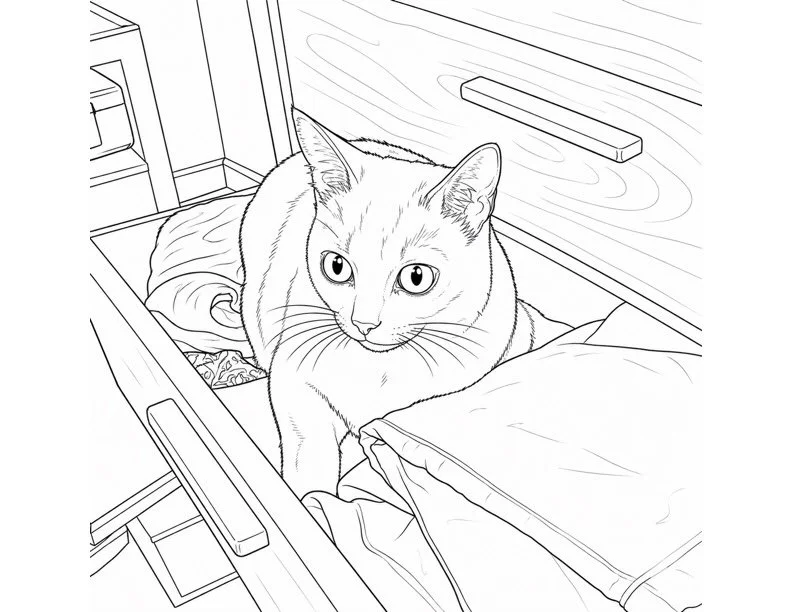 Ellie the cat sitting in a drawer