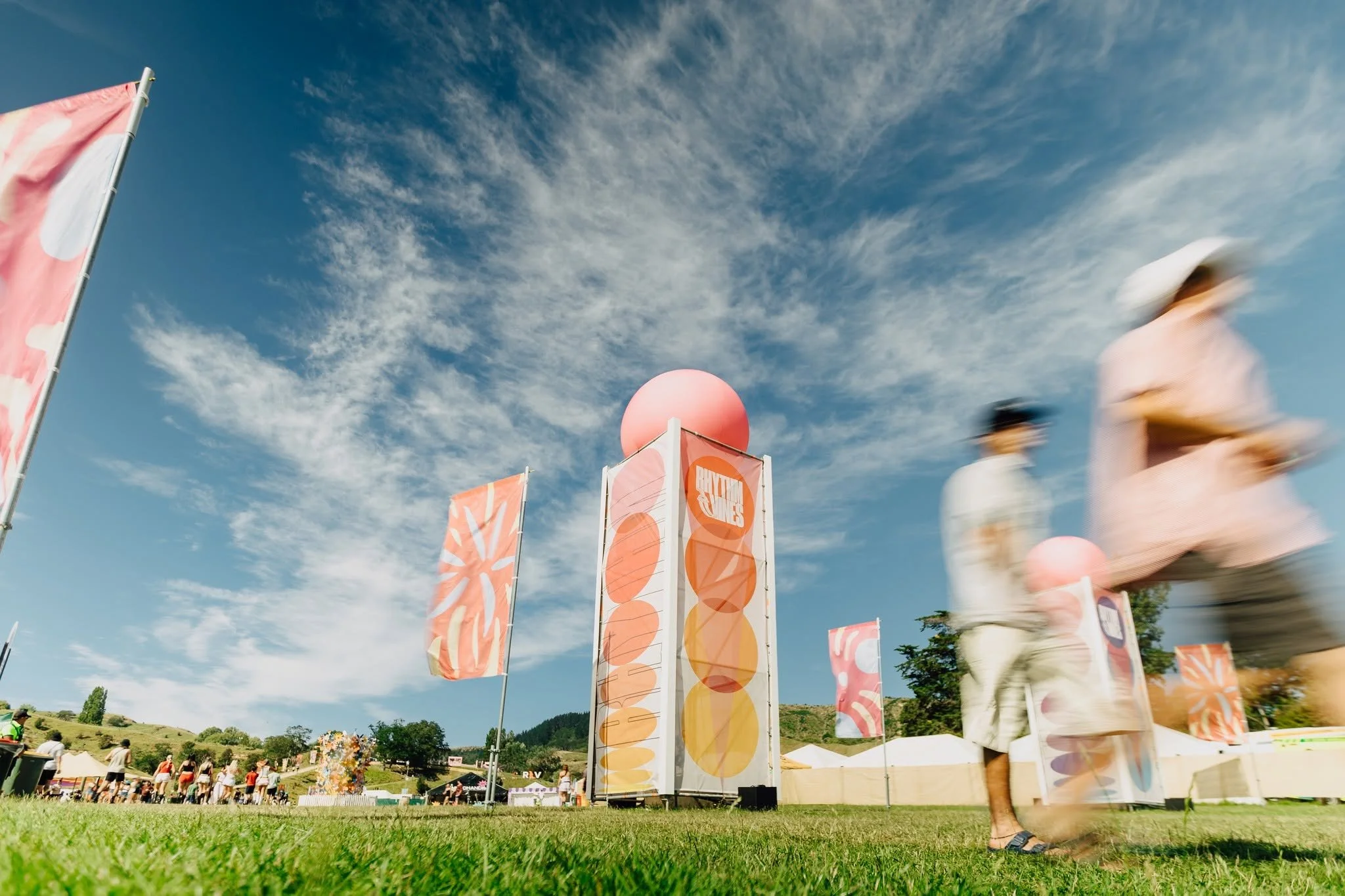 Outdoor festival event with branded installations