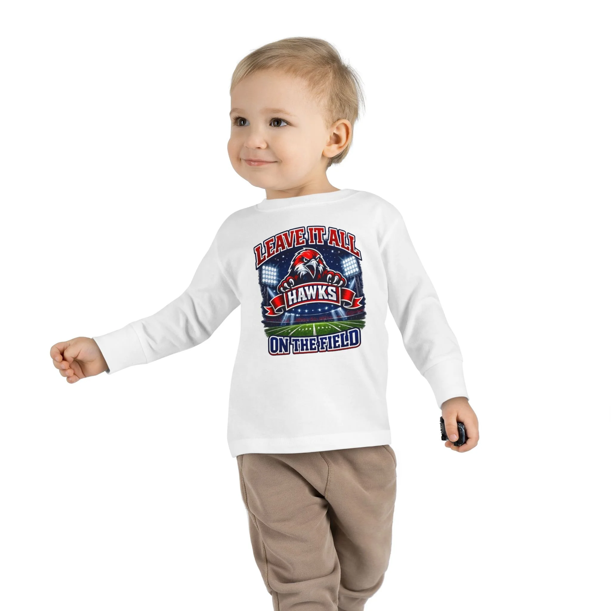 Toddler Long Sleeve Tee — "Leave It All On The Field" Hawks Football Shirt
