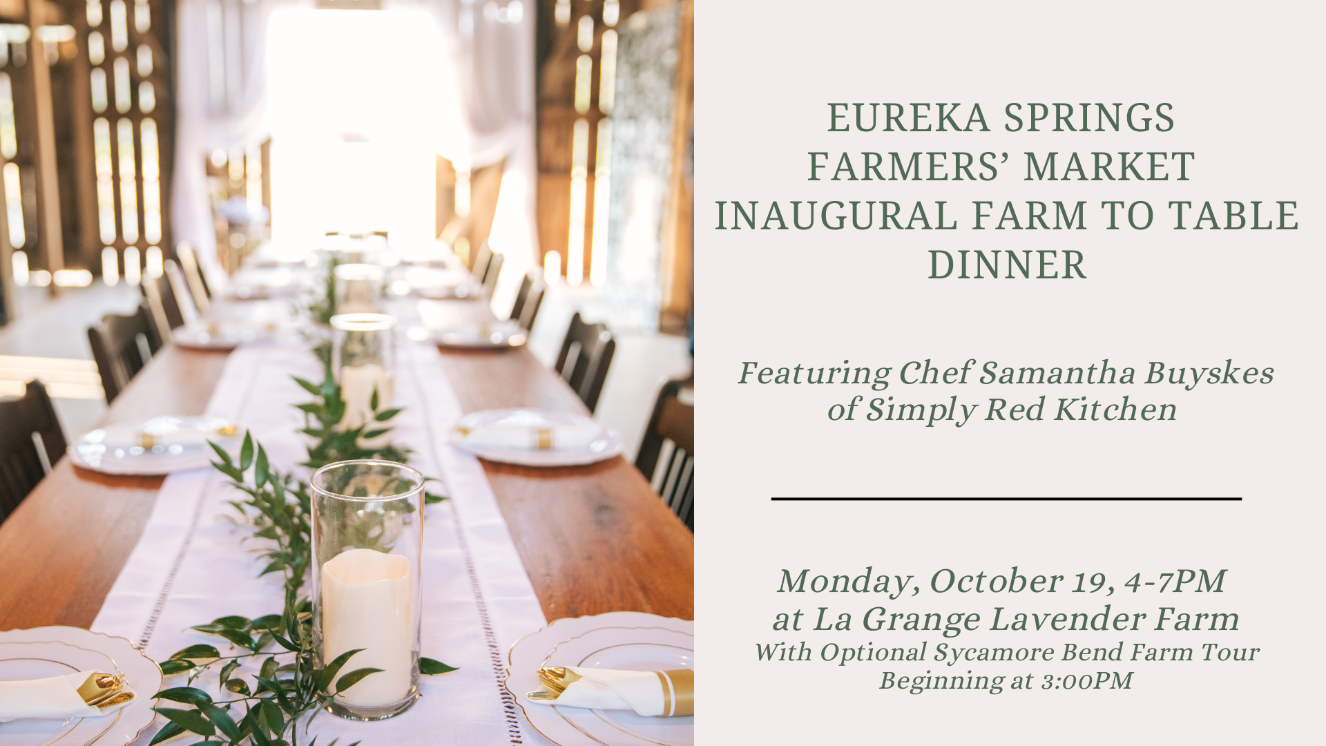 Eureka Springs Farmers Market Farm to Table Dinner