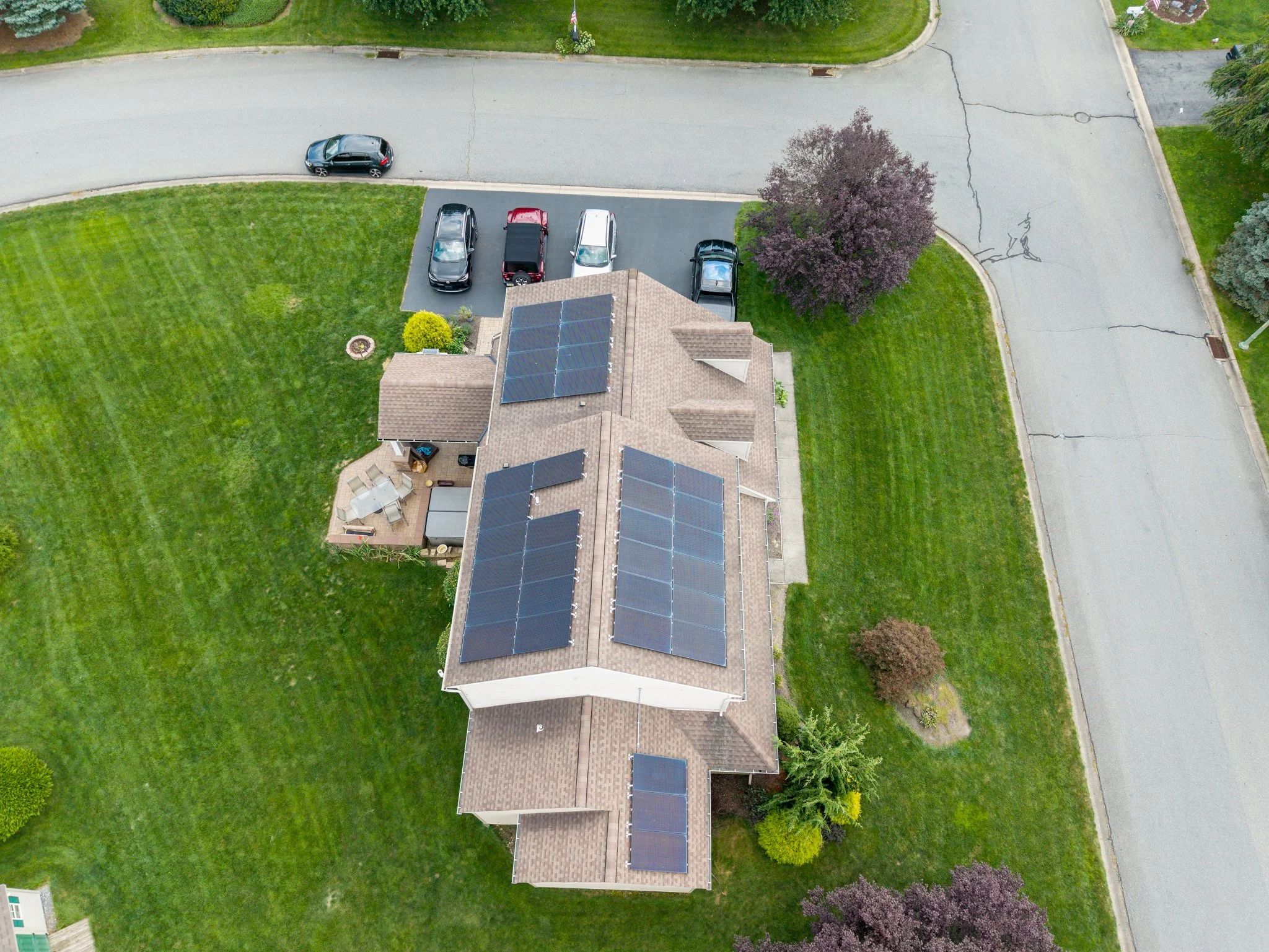 Aerial view of residential home and lot in Lancaster PA