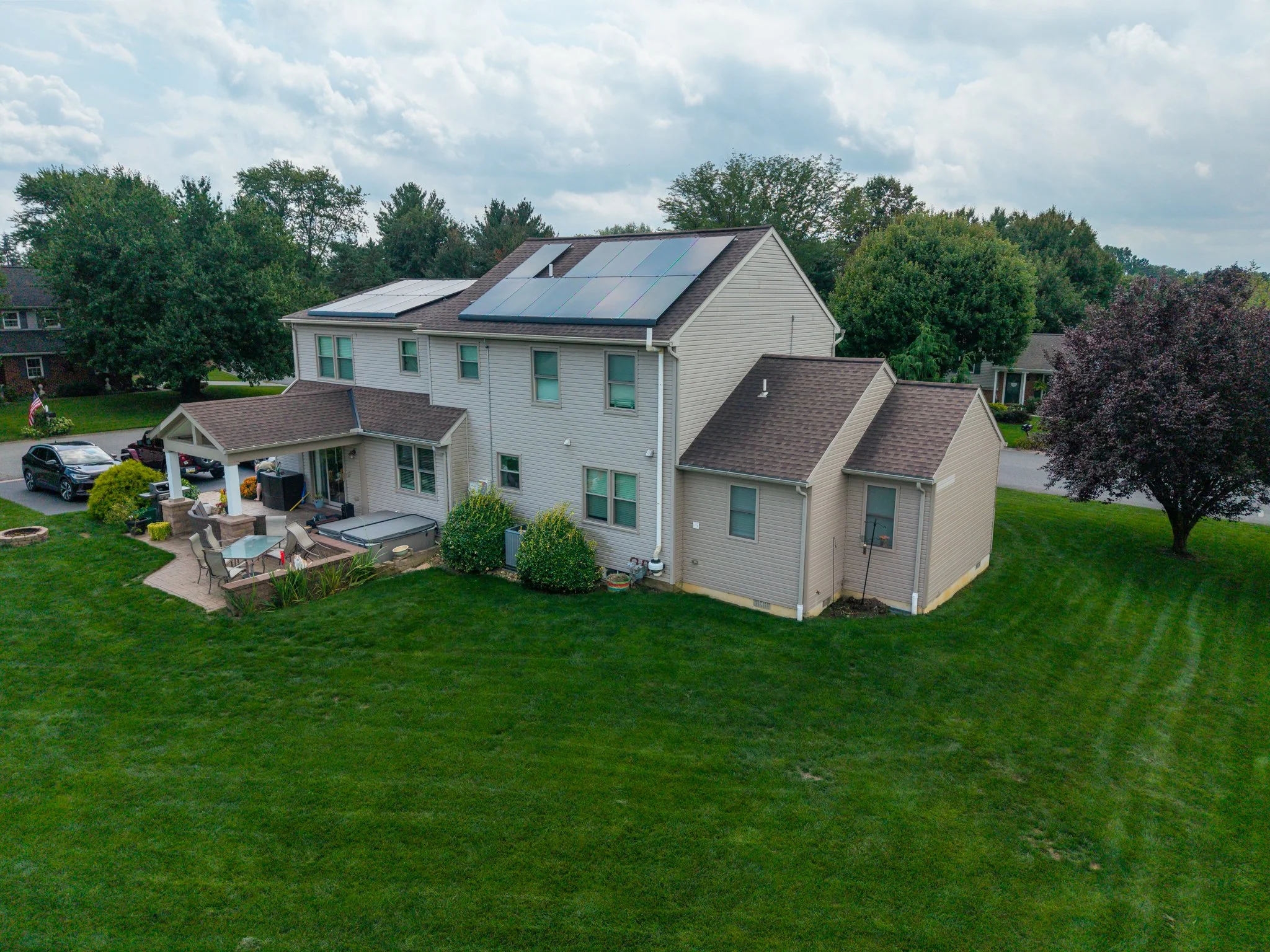 Elevated real estate drone photo of residential property in Lancaster PA