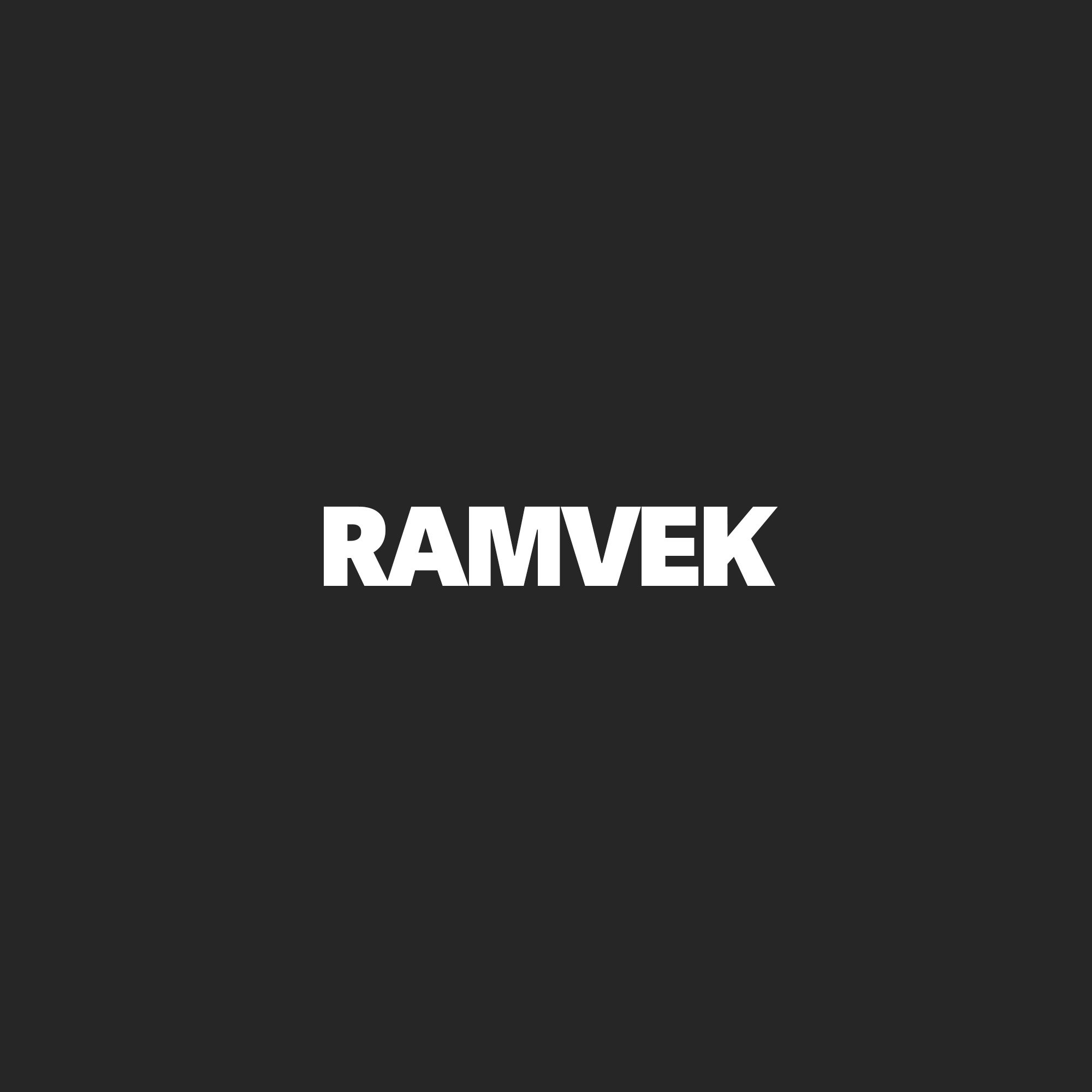 Black background with the word 'RAMVEK' written in large white capital letters.