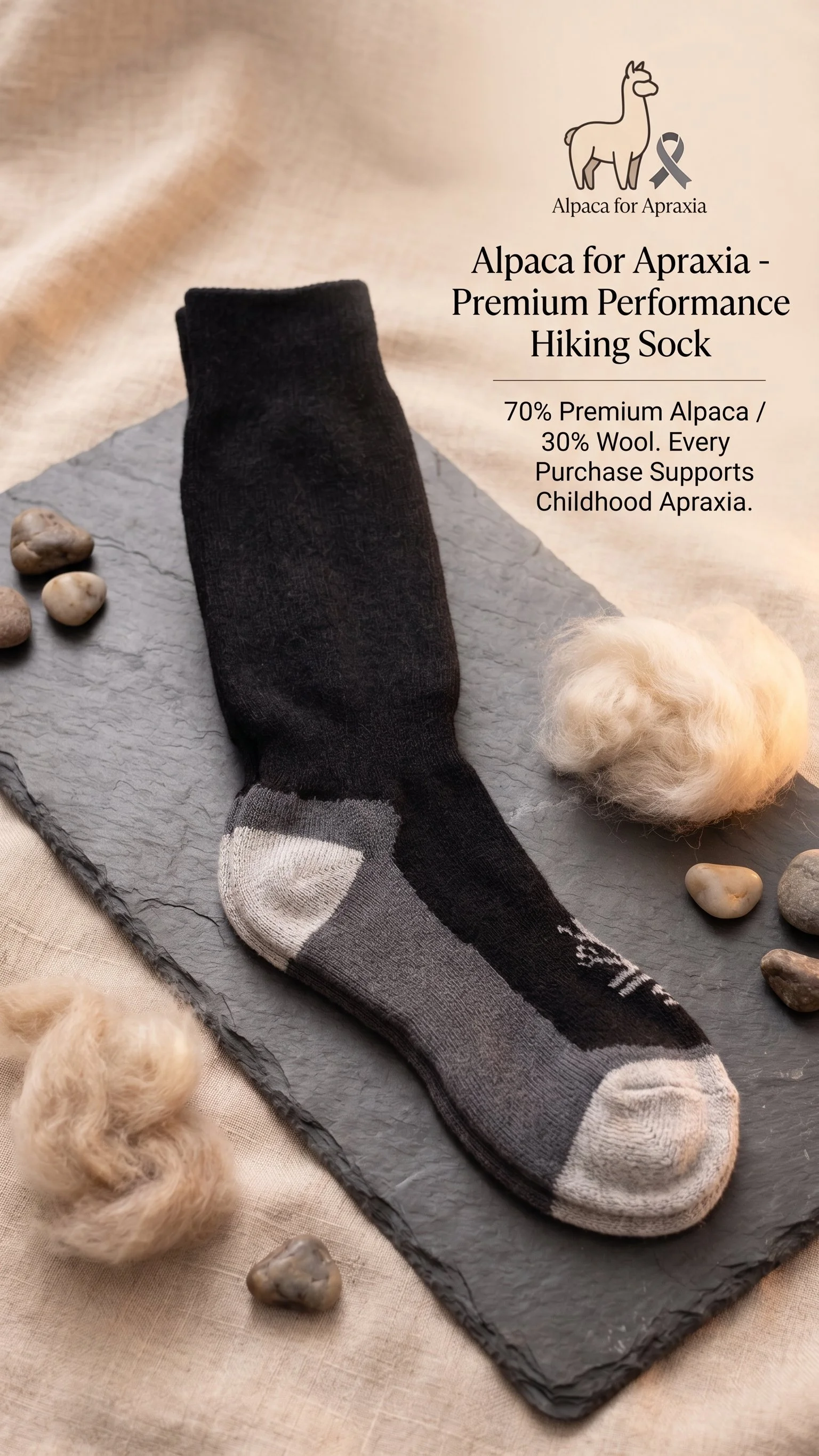 Black and Gray Alpaca Hiking Socks