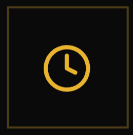 Black background with a yellow clock icon.