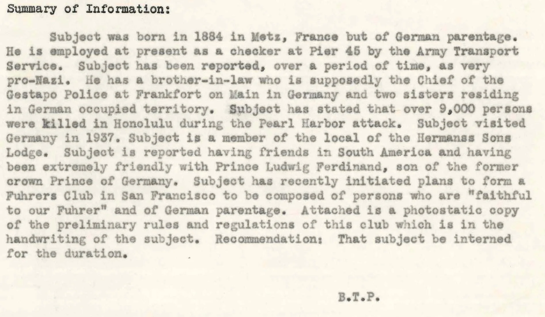 Excerpt from June 14, 1942 memo