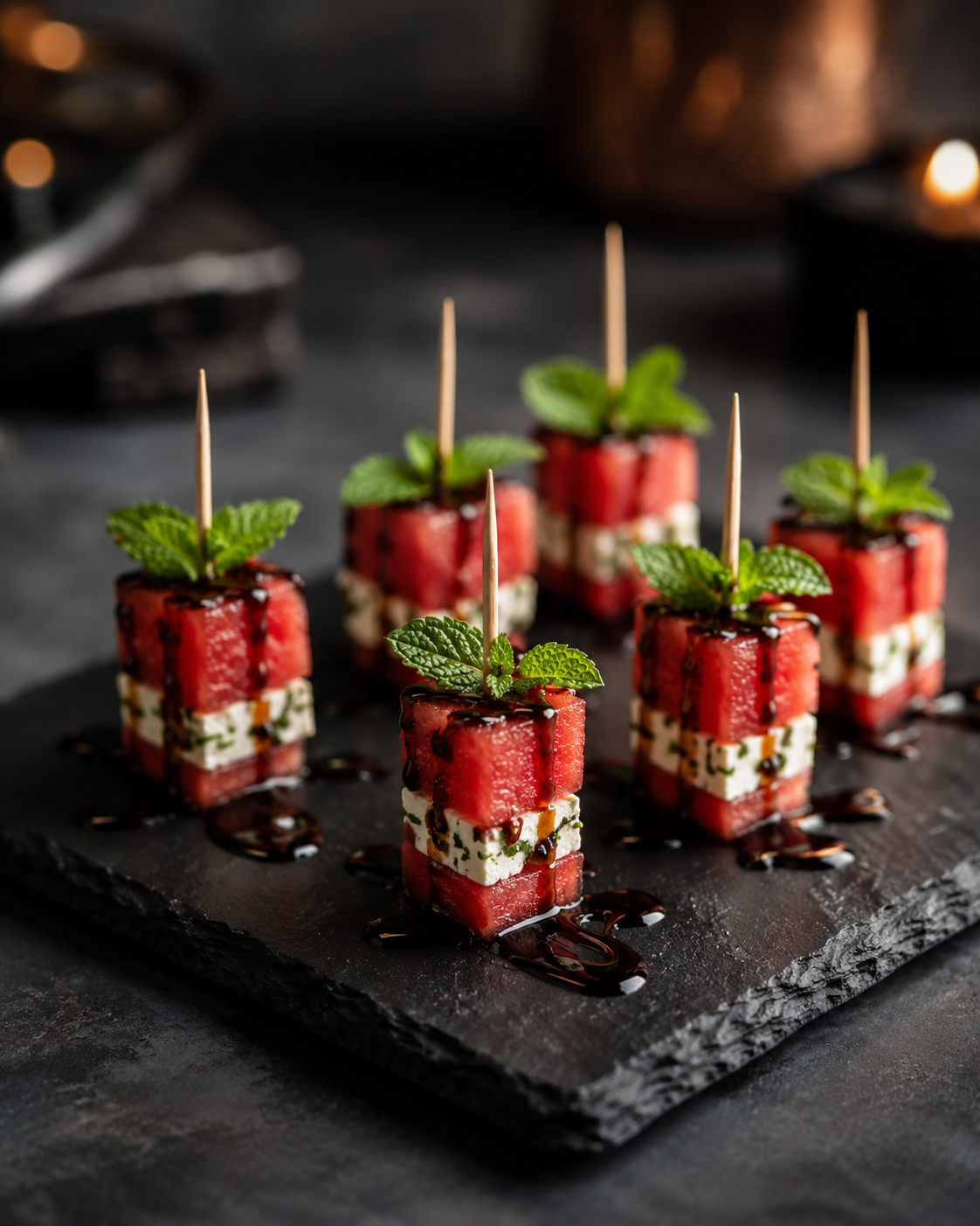 Watermelon, and Herbed Feta  Canape