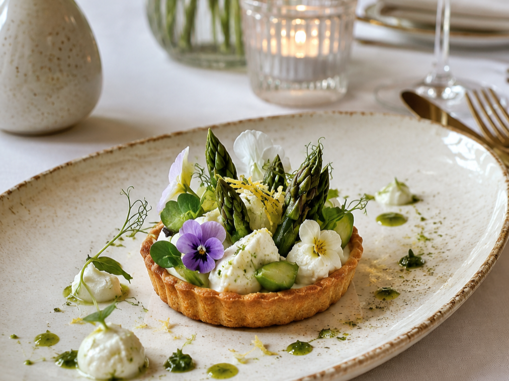 Spring Asparagus & Herbed Ricotta Tartlet