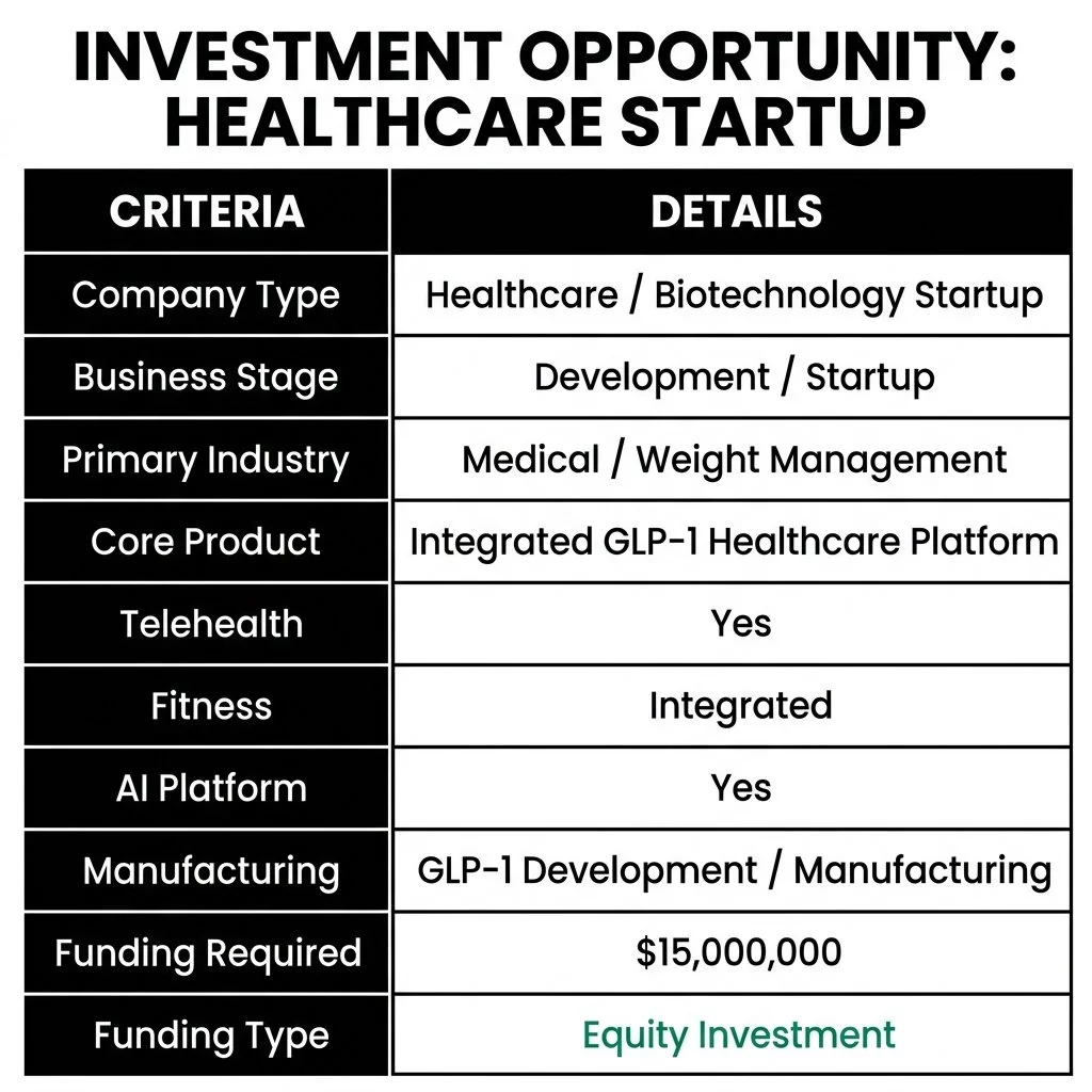 GLP1 Biotechnology Startup Funding Chart