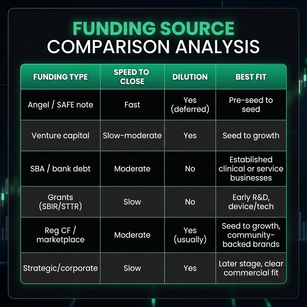 Startup Funding Source Comparison Analysis