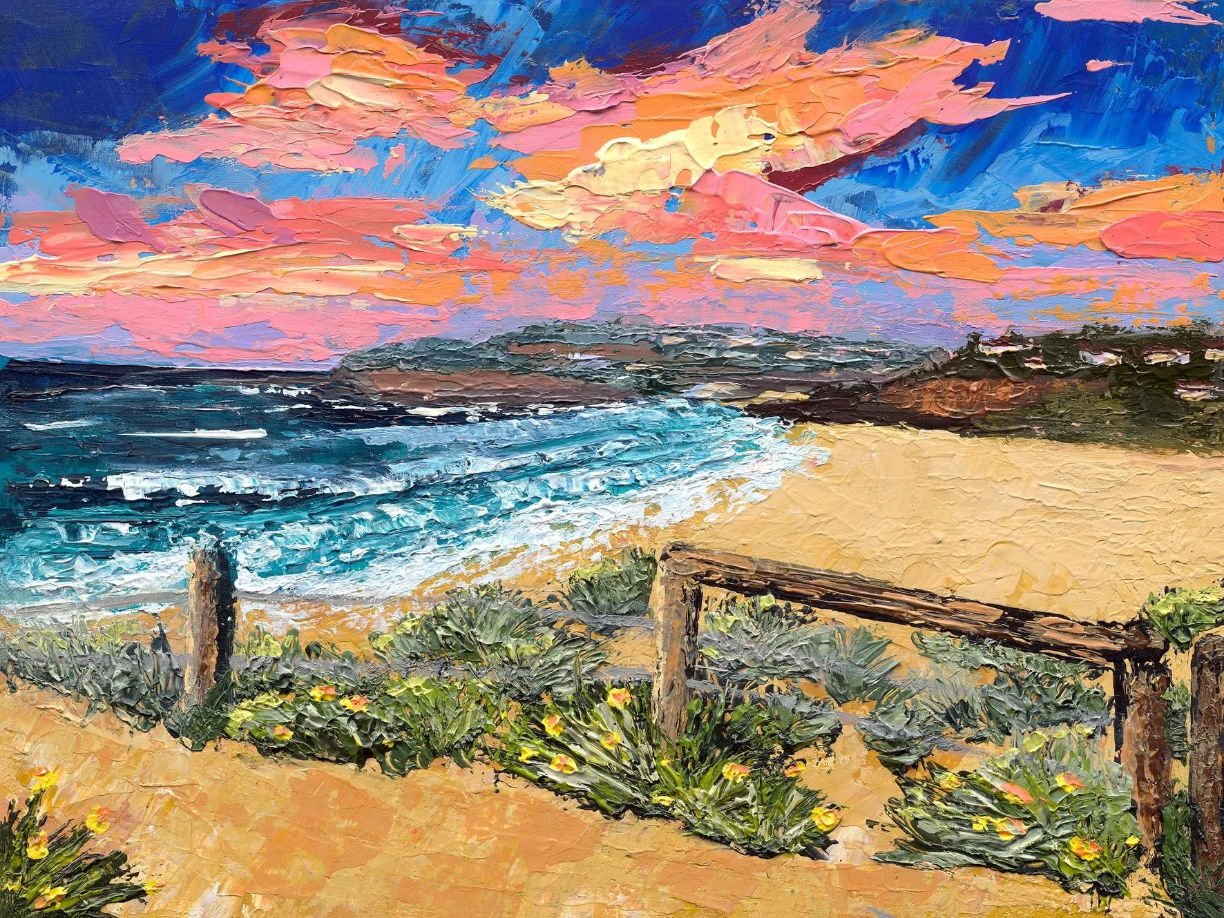 &ldquo;Candy Floss Mona Vale&rdquo; - Sold. It found its new home at the JOY group exhibition opening on Saturday! 🌅✨

There&rsquo;s nothing quite like those dreamlike, cotton-candy sunrise over Mona Vale beach&mdash;capturing those vibrant pinks, w
