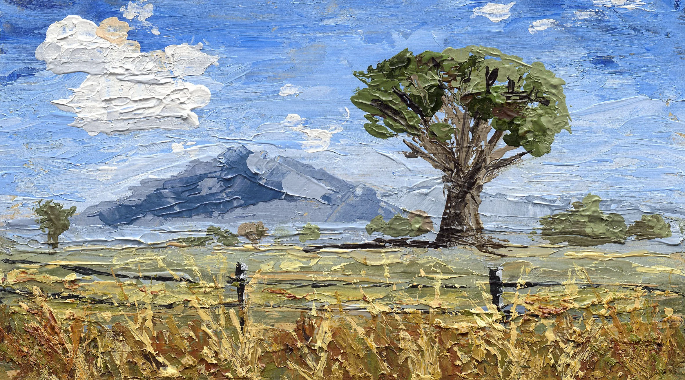 Summer Blue Skies
12.7 x 22.9 cm (9 X 5 ")
Acrylic on MDF Wood Panel (Palette Knife)
2026