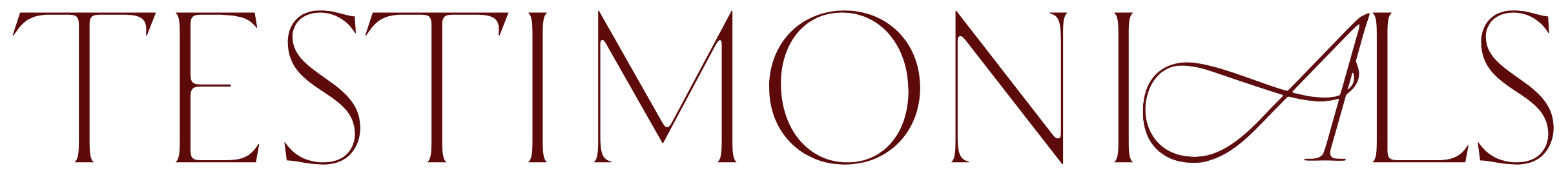 The logo for Testimonies features the word 'TESTIMONIES' in large, elegant red font on a black background.
