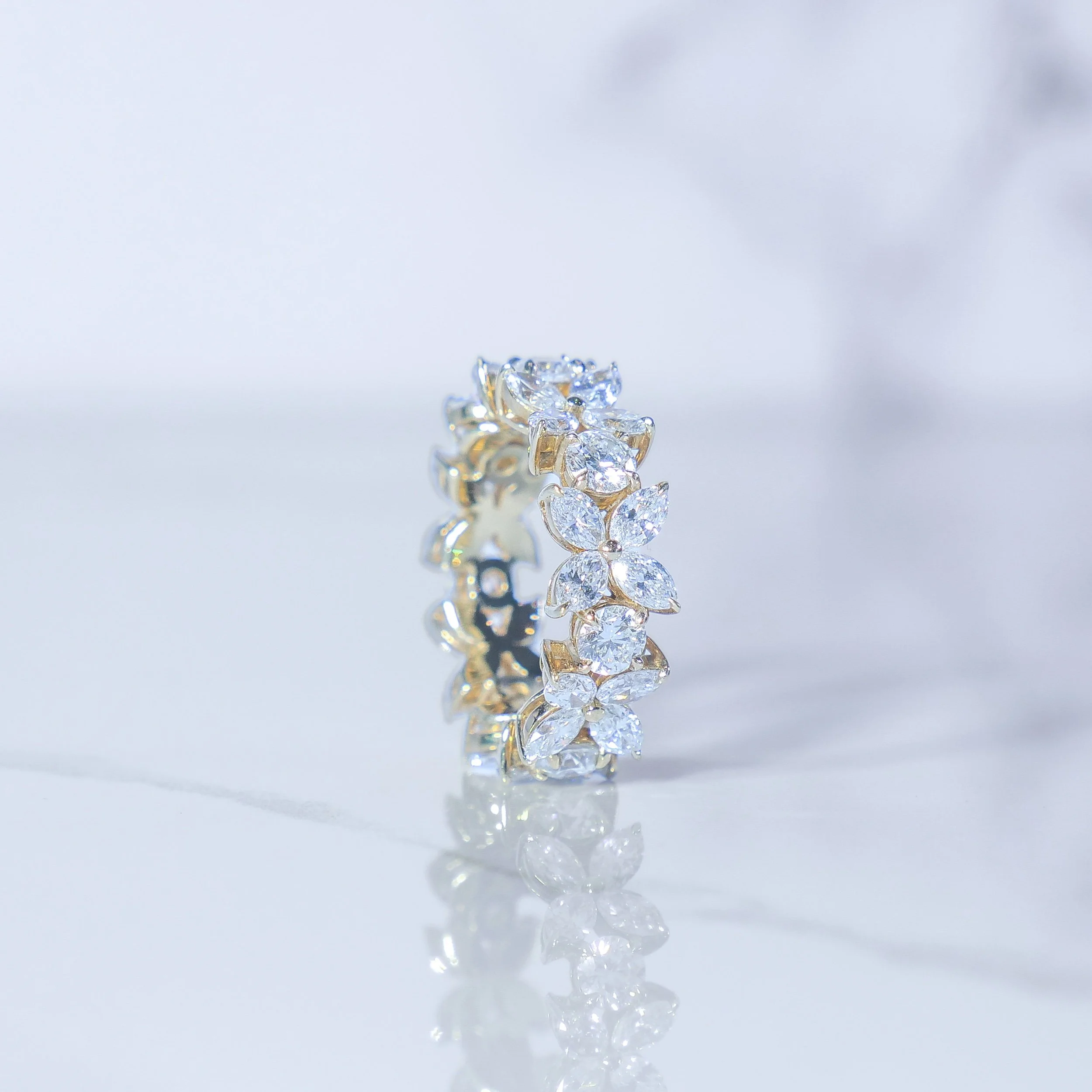 7.41ct lab-grown diamond marquise eternity band in 9k yellow gold