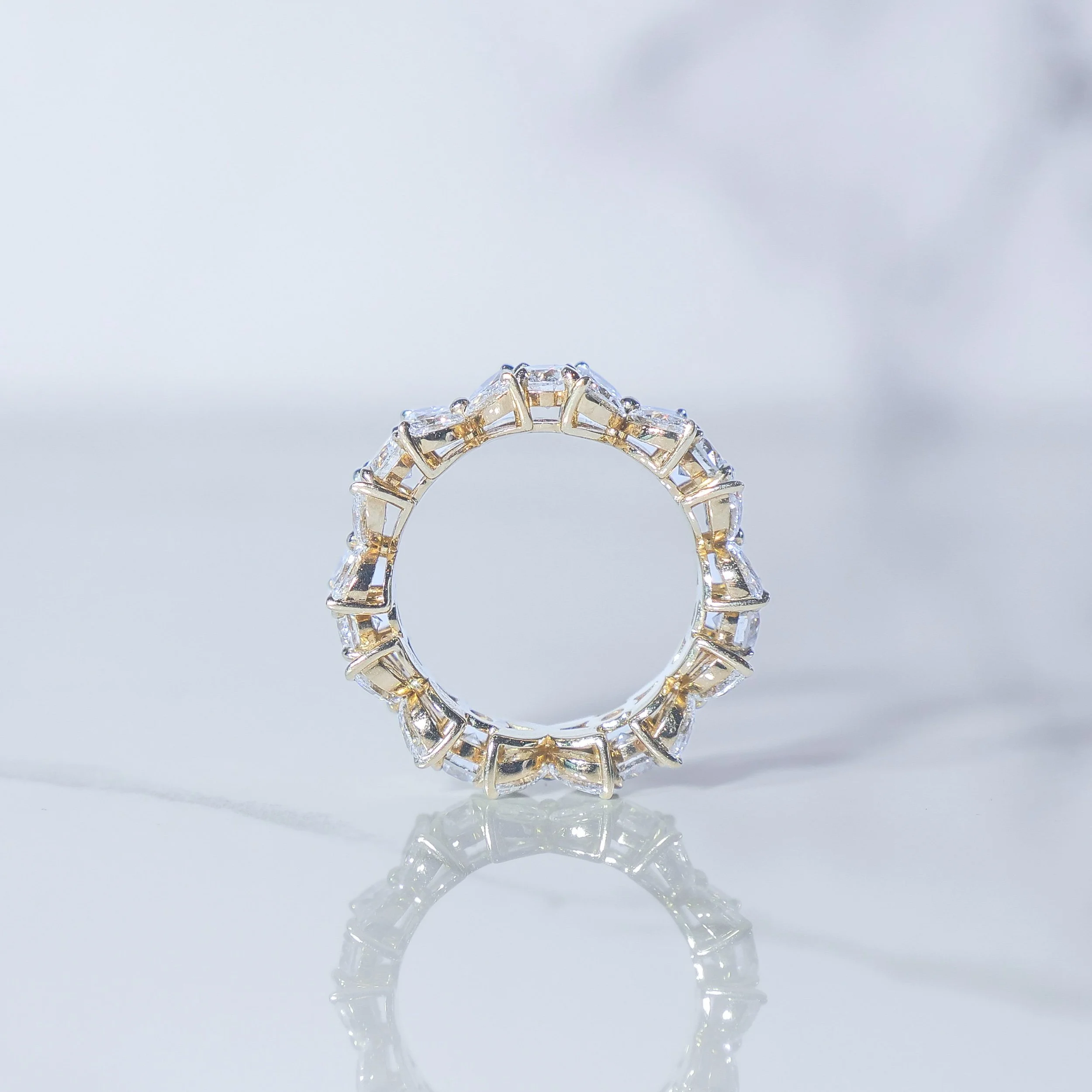 Full-set marquise diamond eternity band, top view