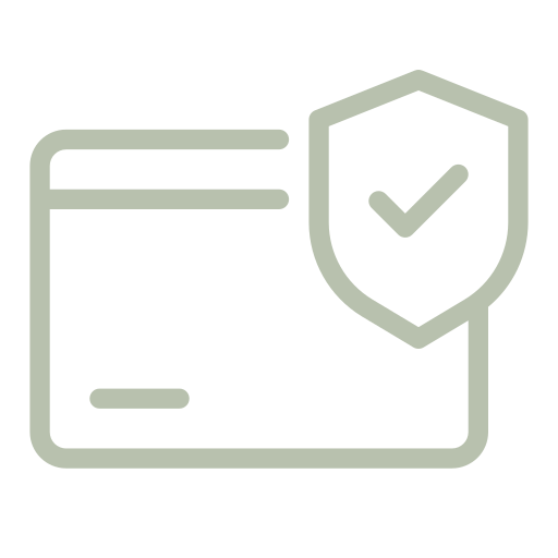 Credit card icon with a shield and checkmark