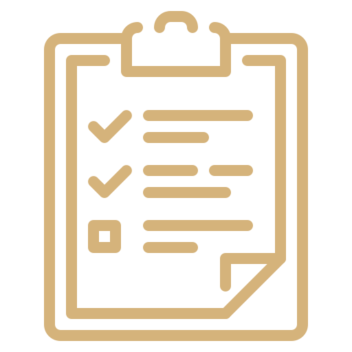 Icon of a clipboard with a checklist, including three checkmarks and one unchecked box.