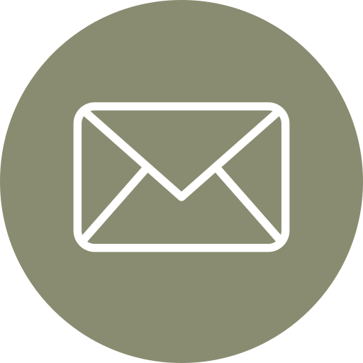 Icon of an envelope or letter on a gray circular background.