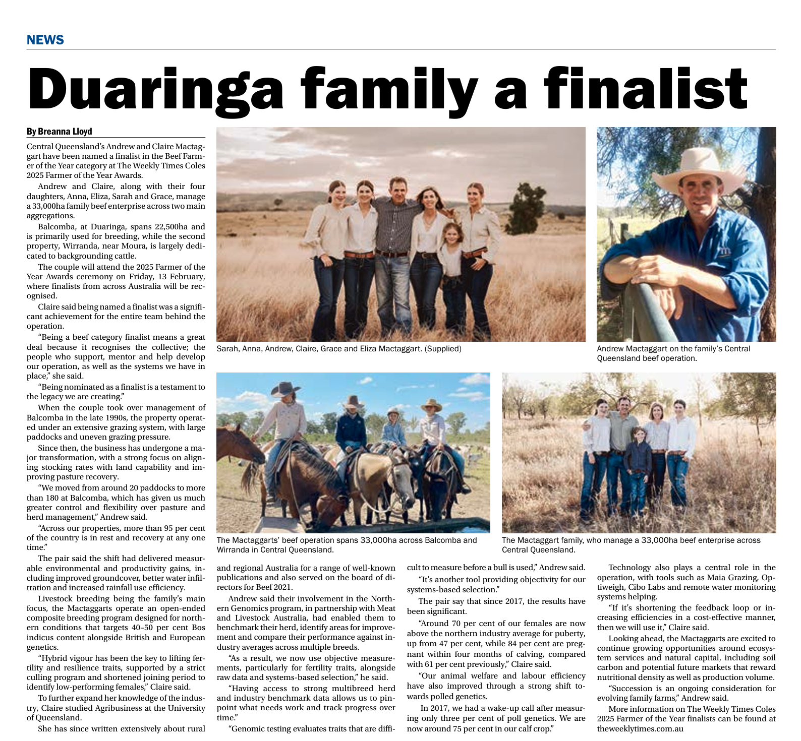 Duaringa family a finalist 