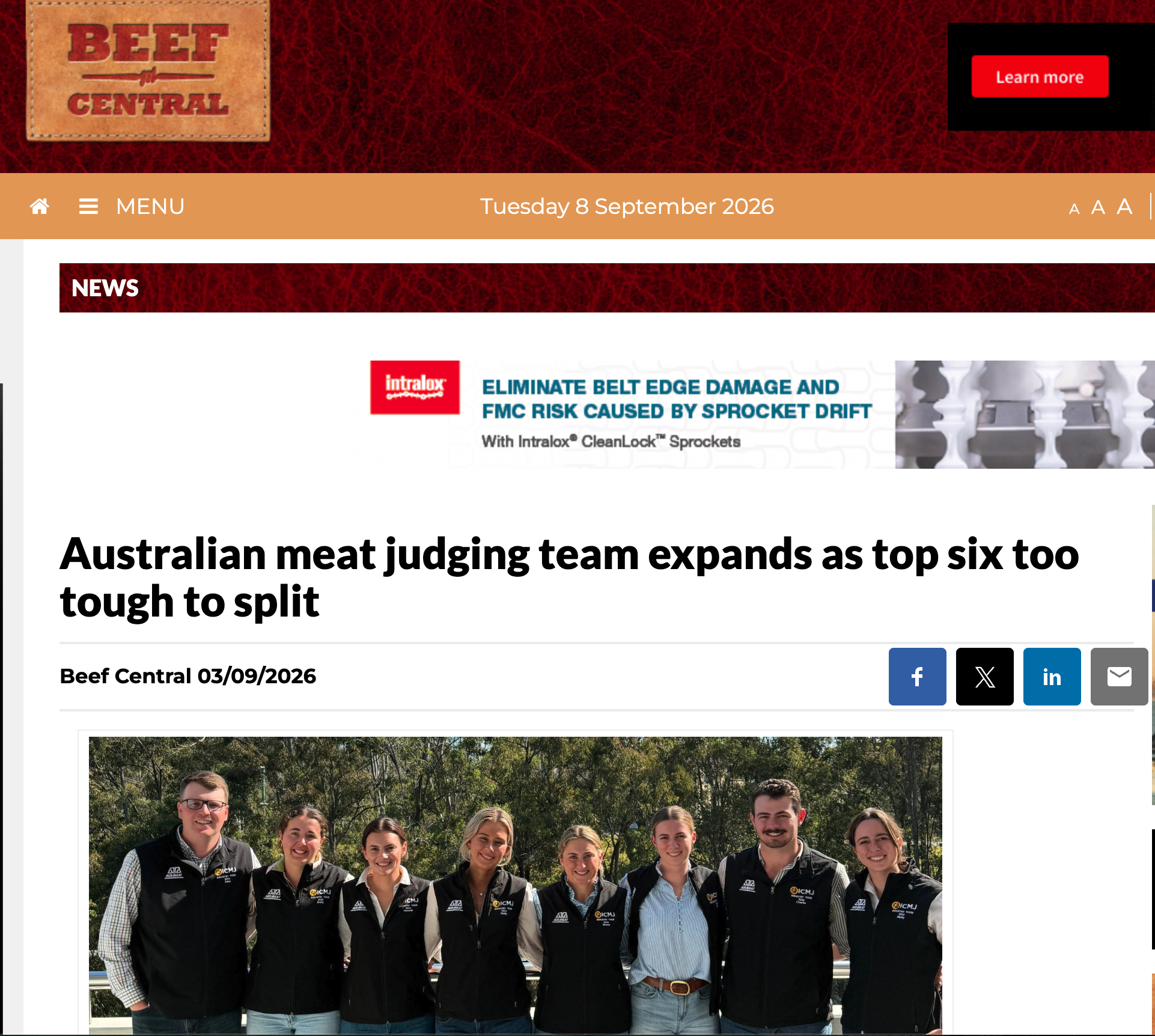Australian meat judging team expands as top six too tough to split