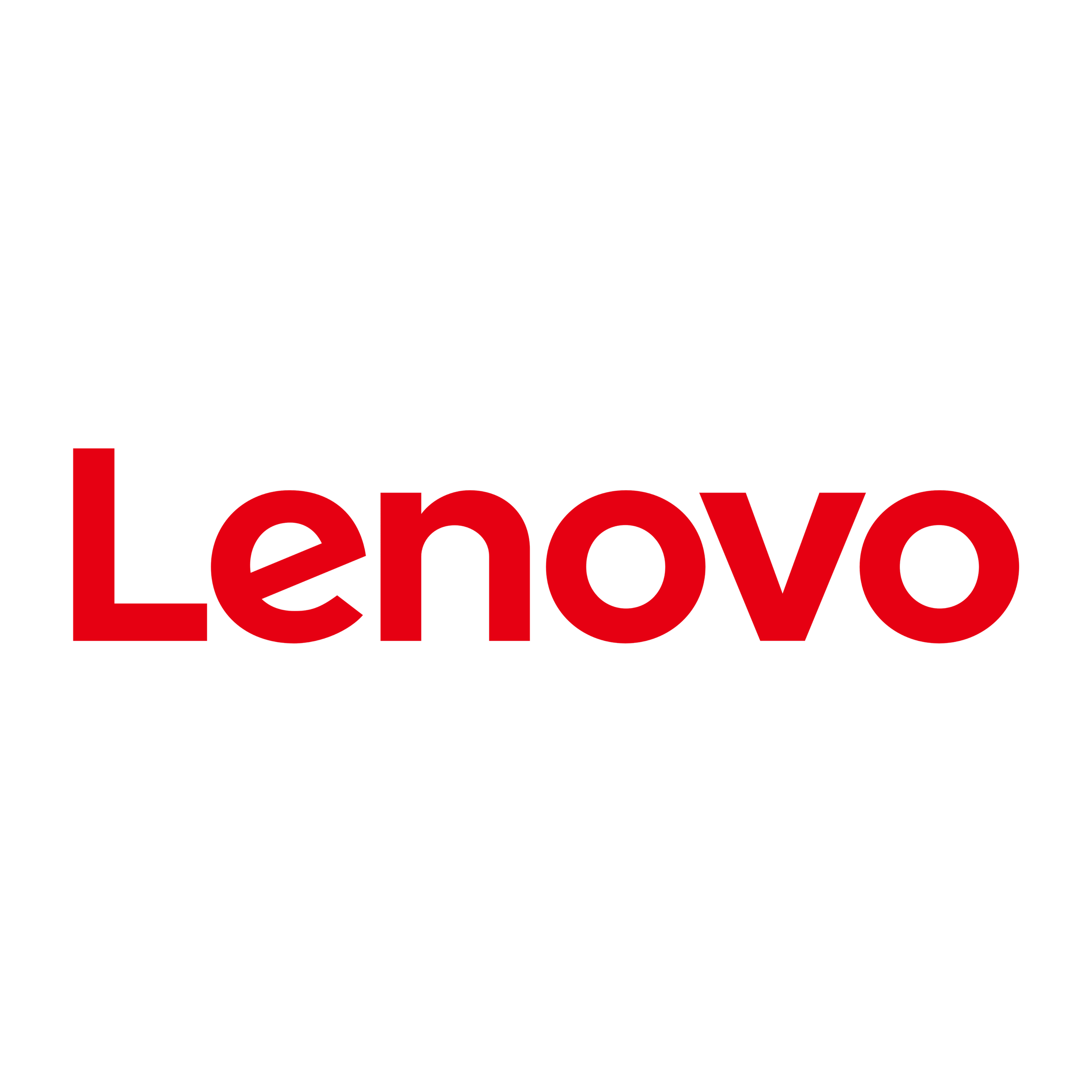 Red and black logo with the word 'lenovo' in red lowercase letters on a black background.