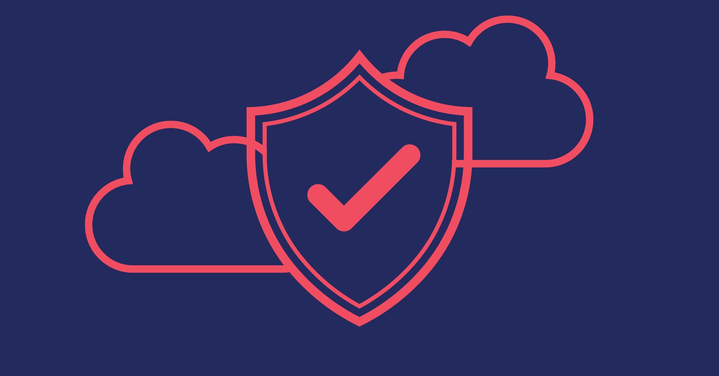 Illustration of a cloud with a shield and a checkmark inside, symbolizing cloud security.